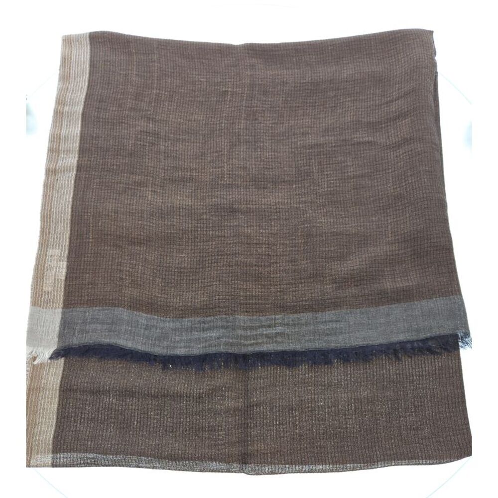 Lanvin Linen-Cotton Blend Scarf – Lightweight Brown Wrap,  Breathable Design - Picture 2 of 4